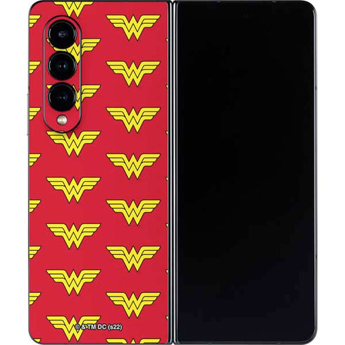 DC Comics Wonder Woman Logo Pattern Galaxy Z Fold4 5G Skin